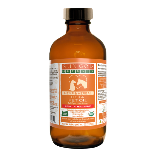 Organic Heka Mental Ease Hemp Pet Oil-Level 4 Max Hemp: for Horses and Large Dogs - SALE